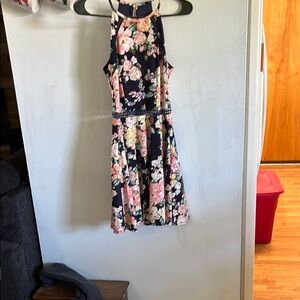Floral Kids Dress - Navy and Pink